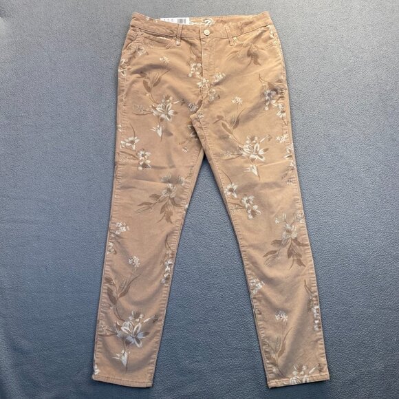 Seven 7 Women's Floral Print‎ Corduroy Pants,Size 12,Hight Rise,Skinny,Stretch - Picture 1 of 13